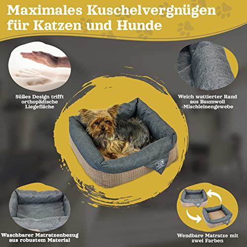 Dear Darling DD-06 Luxus Hundebett Katzenbett Braun Anthrazit Memoryschaum Matratze Katzenkörbchen Hundekörbchen Haustierbedarf Tierbedarf Tierbett (S)