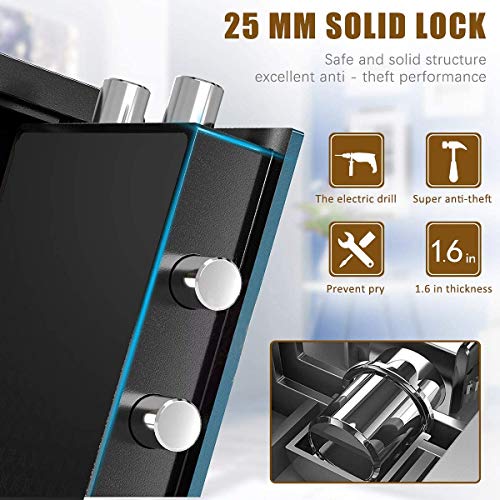 US STOCK 1.53cub Safe Security Box, Fireproof and Waterproof Safe Cabinet, Digital Combination Lock Safe, with Keypad LED Indicator, for Cash Money Jewelry (1.53cub)