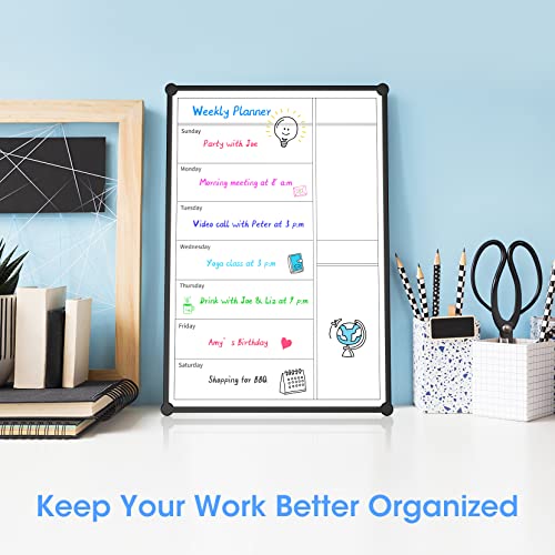 Magnetic Weekly Calendar For Fridge,12×8” Magnetic Fridge Calendar Refrigerator Calendar, Weekly Meal Planner Magnetic, Doubleside, Grocery List, Kitchen Menu Planner Board For Fridge/Locker, 4 Marker #TOP4