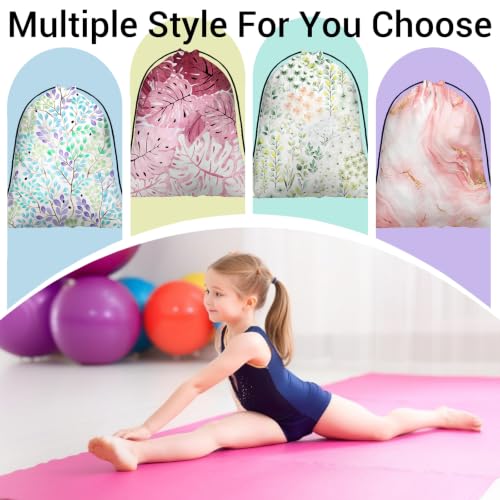 Image of Drawstring Storage Bag Palm Leaf Pink Gym Bags for Beach Cloth Shoes Toiletries