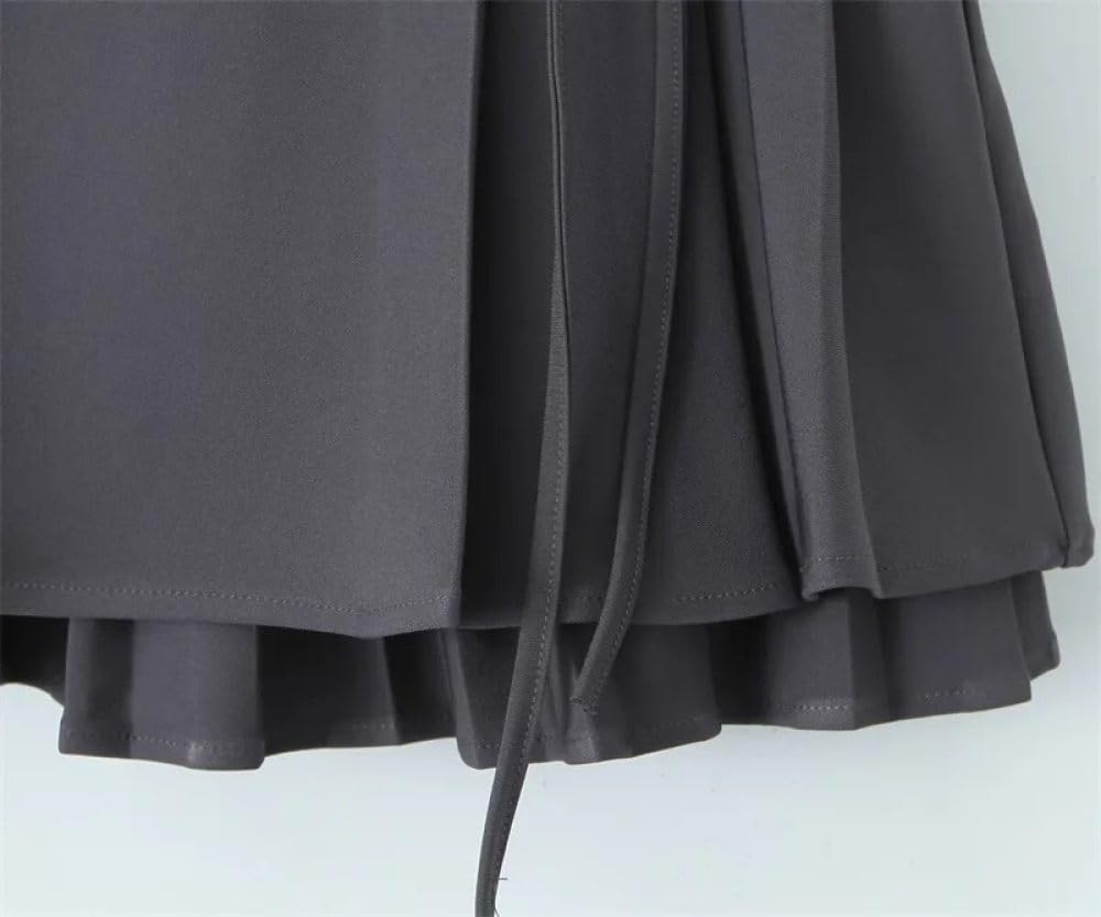 Falda Corta De Mujer - Falda Plisada con Cordones para Mujer, Cremallera Lateral, Cintura Baja, Falda Escalonada, Minifalda De Verano Dulce De Línea A