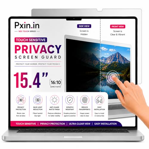 Image of Pxin Neo 15.4 Inch (16:10) | Touch Sensitive Privacy | Anti Blue | Anti Glare | UV (A /B /C) Block| OptiX & BLUVLIGHT Block Layer | Privacy Filter compatible with HP /Dell /Lenovo /Asus /Acer