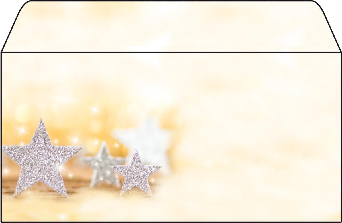 SIGEL DU035 Christmas envelopes "Glitter Stars", DL, without window, 90 gsm, 50 Pieces