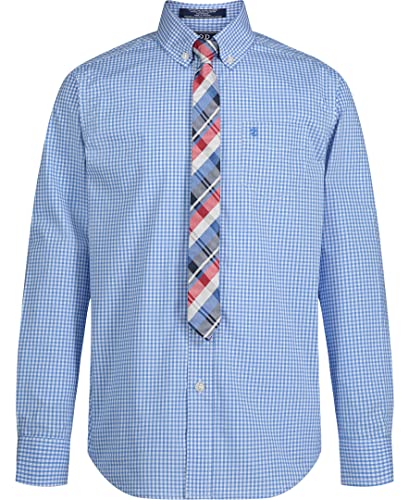 IZOD boys Long Sleeve Button-down Collared Dress Shirt With Tie and Chest Pocket