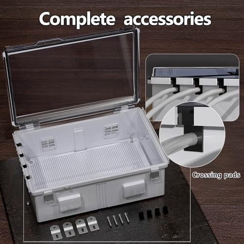 Image of ABS Electrical Junction Box, Ventilated Design, Cable Grommets, IP65 Waterproof Enclosure, Indoor /Outdoor Use with Mounting Panel (Clear Cover, 19.7 inchx15.7 inchx7.9 inch)