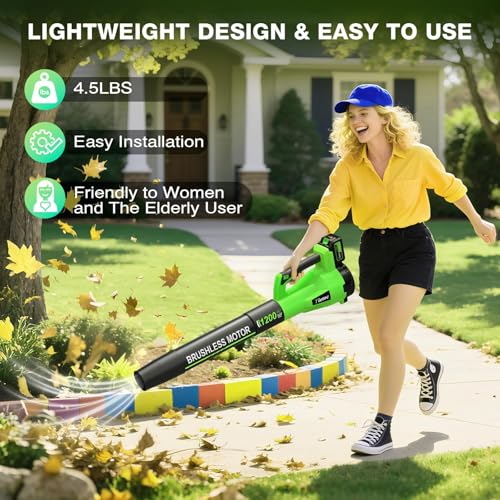Image of Leaf Blower Cordless - Brushless Motor 2pcs 4.0Ah Batteries Fast Charger