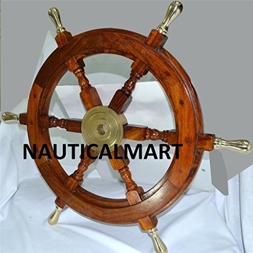 NauticalMart Nautical Handcrafted Wooden Ship Wheel - Home Wall Decor