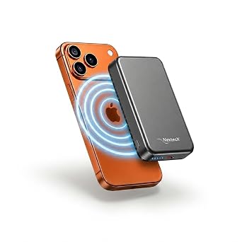 Nextech Mag-Safe Magnetic Wireless Power Bank 10000mAh | 22.5W Fast Charging PD Type C | 15W Powerbank for iPhone & Android | Compact Slim Portable Charger with LED Indicator - Metallic Grey
