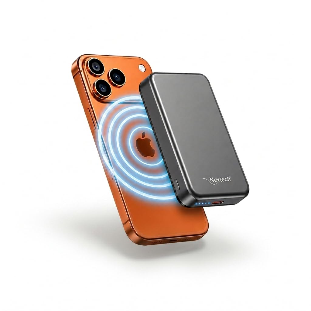 Nextech Mag-Safe Magnetic Wireless Power Bank 10000mAh | 22.5W Fast Charging PD Type C | 15W Powerbank for iPhone & Android | Compact Slim Portable Charger with LED Indicator - Metallic Grey discount deal