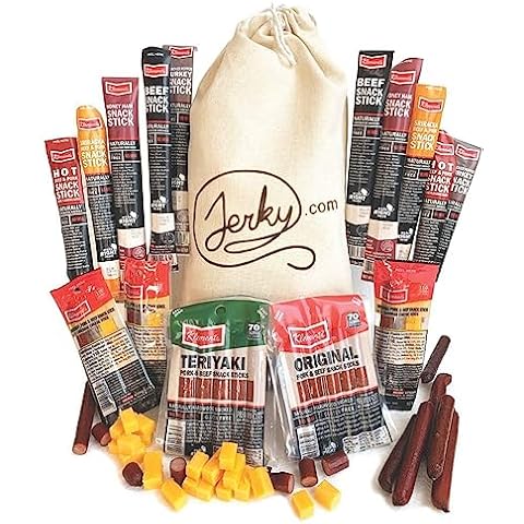 Jerky Gift Basket for Men - 26pc Jerky Variety Pack of Beef, Pork, Turkey, & Ham Snack Sticks - High Protein Healthy Snack - Unique Gift for Men Cover