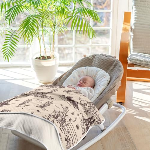 Image of Western American Cowboy Baby Blankets Soft Warm Crib Stroller Blanket for Toddler Newborn Girls Boys 30x40in
