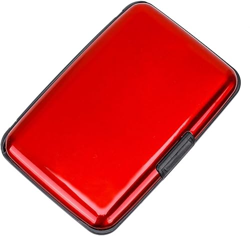 Elfish Mini RFID Cartera de aluminio para tarjetas de crédito, funda de identificación de metal para hombres y mujeres, Rojo), CX1002