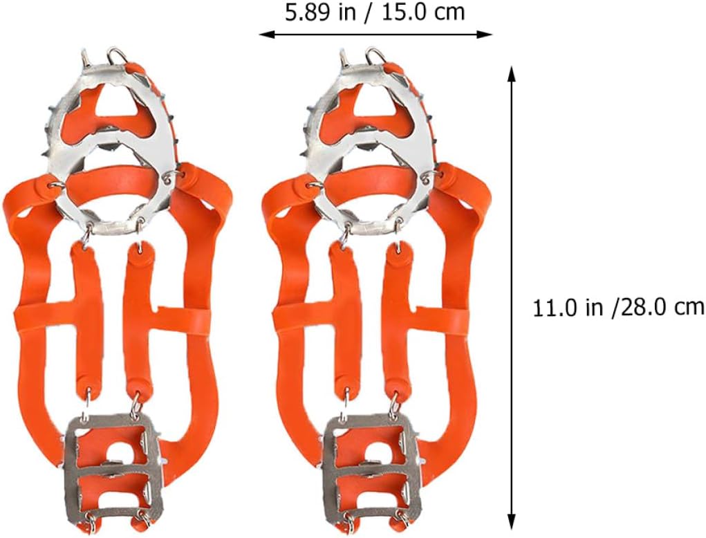 KALLORY 18 Teeth Stainless Steel Ice Grippers for Shoes Winter Anti-Skid Ice Cleats with Enhanced Traction Medium Size Slip-Resistant Snow Spikes for Hiking and City Use Random Color
