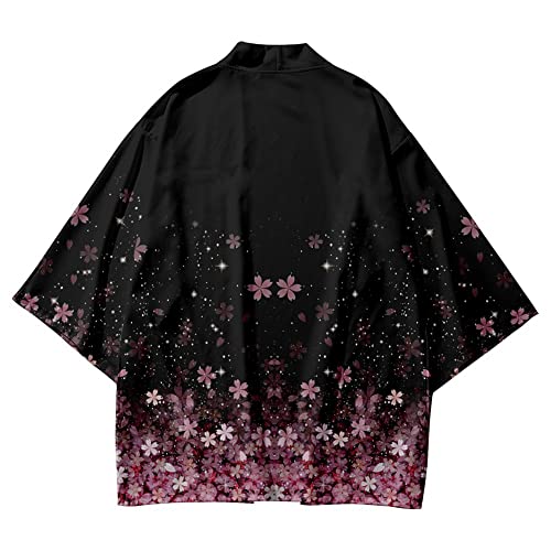 Image of HAORUN Men Japanese Kimono Coat Loose Yukata Outwear Long Bathrobe Tops Vintage