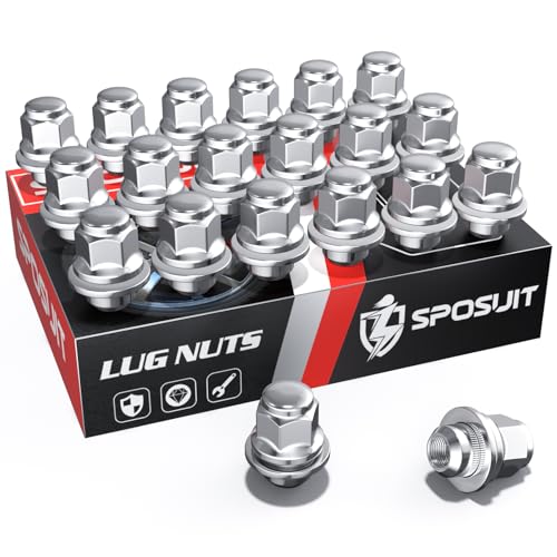Sposuit M12x1.25 Lug Nuts - Replacement for 2002-2024 Nissan Altima, 1988-2023 Maxima, 2012-2024 Pathfinder, 2008-2023 Rogue - OEM Factory Style Mag Seat Chrome Lug Nut with Washer(20 Pcs)