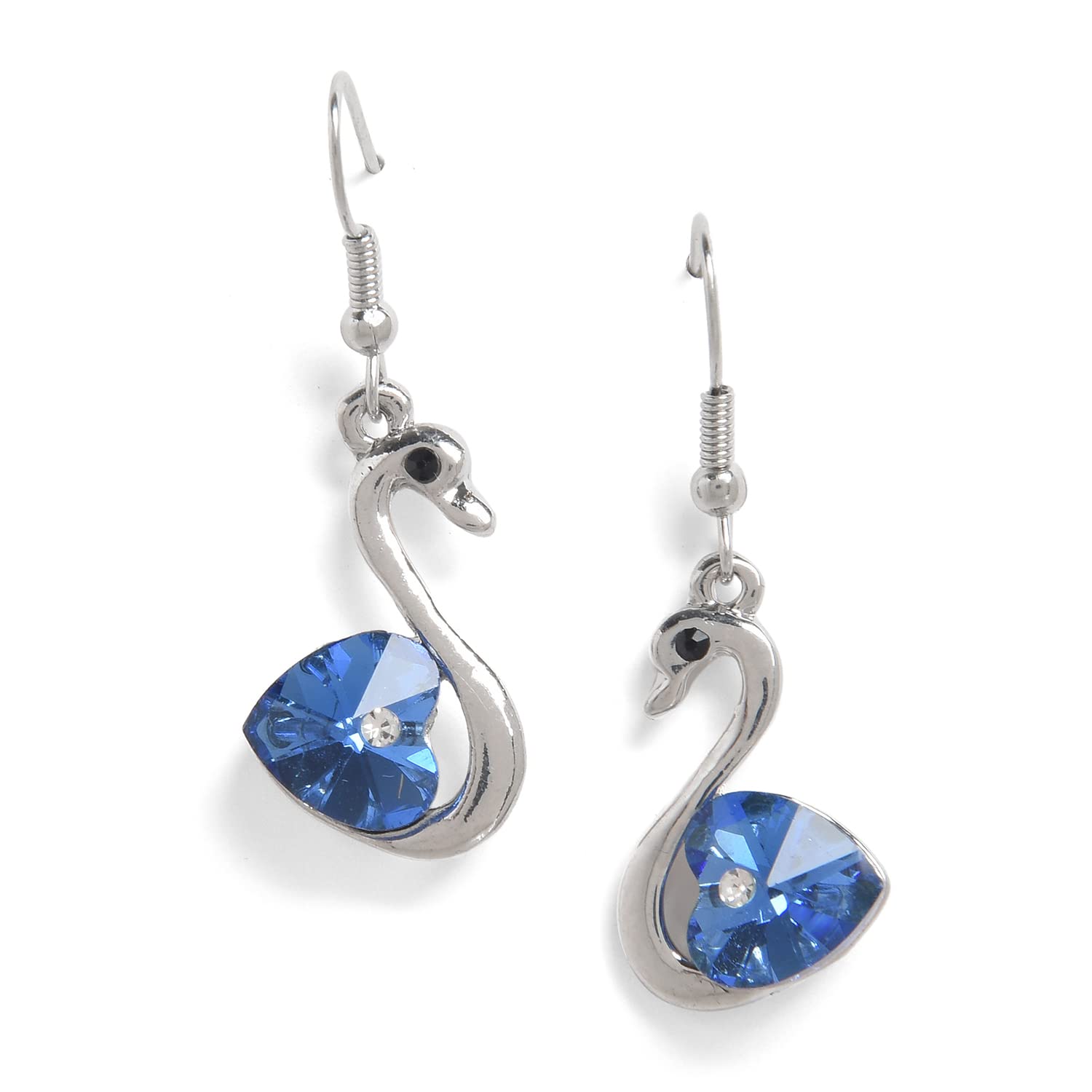 SOHI Trendy Blue Swan Shaped Earrings for Women and girls , Silver Plated , Nature Inspired, Stylish and Fancy , jewellery for women , flower drop earrings , artificial earrings for women , bali earrings for women , kaner dul , kan ki bali (B09P4XMF38) Amazon Price History, Amazon Price Tracker