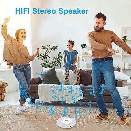 Lukasa Portable Bluetooth Cd Player Built-In Speaker Stereo, Personal Walkman Mp3 Players Rechargeable Compact Car Disc Cd Music Player Usb Play Anti-Shock Protection (White) #TOP6