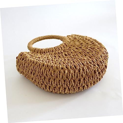 Bolso tote de paja tejido a mano para mujer, diseño de media luna, gran capacidad, para playa, fiestas y compras miniatura 5