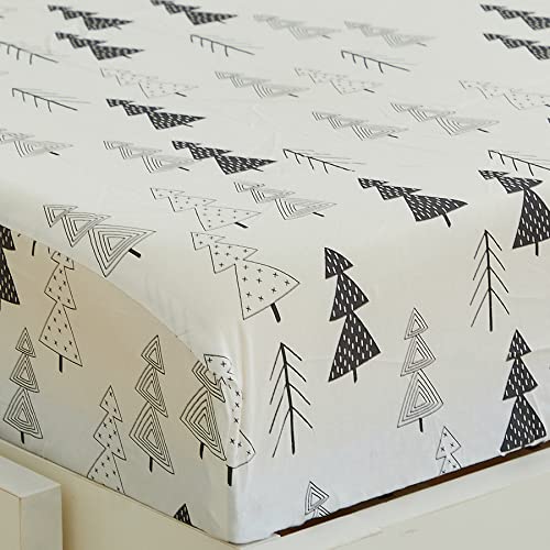 Image of Brandream Crib Sheets for Boys Woodland Forest Tree Arrow Baby Nursery Bed Sheet, 100% Cotton, Black White Grey