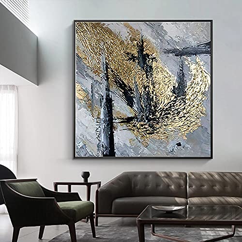 Peinture abstraite moderne sur toile haut de gamme de format 80x80 cm