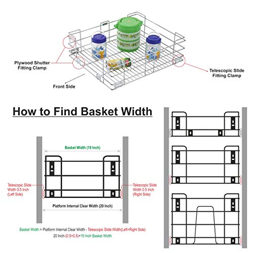 Image of SmartSlide Stainless Steel Basket (19 x 22 x 6 Inch Plain Basket) for Modular Kitchen /Cutlery Tray for Kitchen Drawer /Plate Basket /Kitchen Rack /Utensil Holder for Kitchen