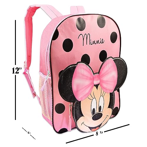 Disney Minnie Mouse Backpack for Toddlers Bundle ~ Premium 12" Minnie Mouse Mini School Bag with 3D Ears and Stickers (Minnie Mouse School Supplies)4