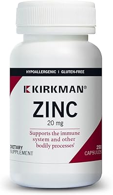 Kirkman - Zinc 20mg - 250 Capsules - Immune Support - High Absorption - Hypoallergenic