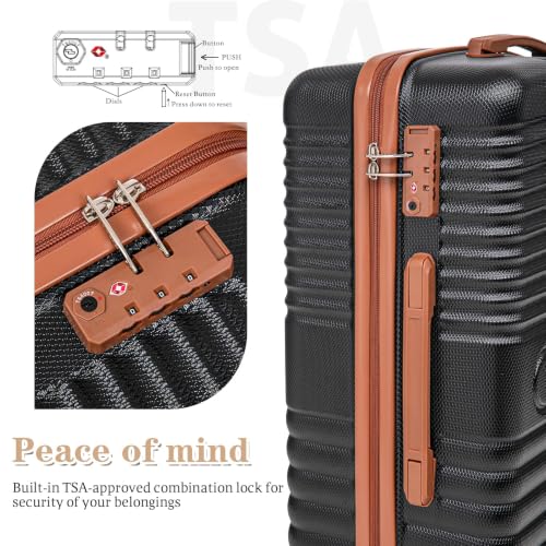 Image of Carry-on Luggage 22x14x9 Airline Approved, 3 Piece Luggage Sets, Black