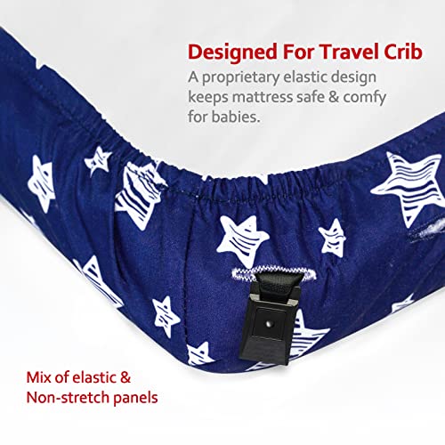 Travel Crib Sheet Quilted Polyester Fits Guava Lotus, Baby Bjorn, Dream On Me Travel Crib Light Playard, Mattress Pad For Guava Lotus Crib, Unisex, Boys & Girls, Navy #TOP4
