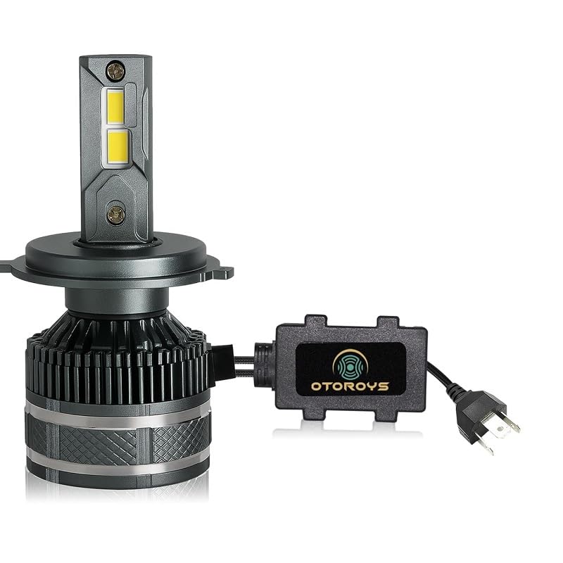 Image of OTO2EYE 1 YEAR WARRANTY Ultra Bright H4 Fitting 120 Watt LED Headlight Bulb|High And Low Beam|Lens Projector Headlamp Bulb With Cooling Fan For All Bikes & Scooters, White