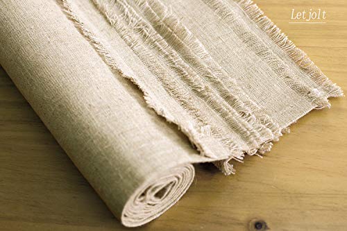 Letjolt Linen-Cotton Table Runner Fabric Tassel Lace Table Decor Farmhouse Runner Dinner Wedding Birthday Party, 12x72 Inches