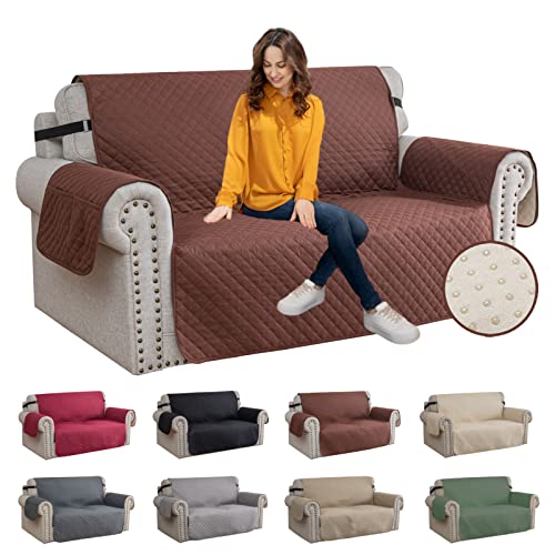 XINEAG Quilted Sofa Covers 2 Seater, Water Resistant Loveseat Covers Sofa Slipcovers with Pockets