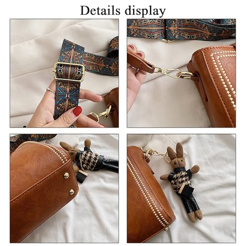 Bootara Bucket Bag, Women Vintage Fashion Bucket Bag with Adjustable Wide Shoulder Strap Bunny Charm Travel Crossbody Bags(Black)2