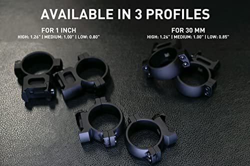 Monstrum Predator High Performance 7075 Aluminum Scope Rings | Picatinny Base | 1 Inch | Medium Profile #TOP7