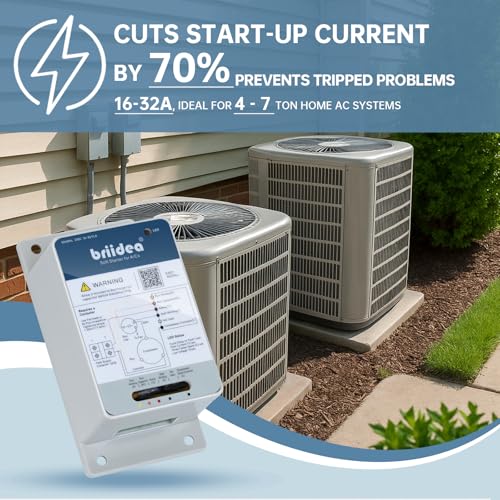 Image of briidea 16-32A AC Soft Start Kit for Home Air Conditioner (4-7 Ton Ton), Reverse Motor Protection, 70% Start-Up Current Reduction, Quiet Operation, Works with Utility & Generator Power