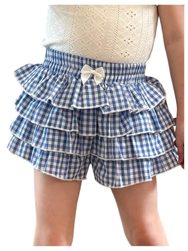 Verdusa Toddler Girl's Cute Gingham Y2K Plaid Ruffle Shorts Summer Tiered Layered Shorts