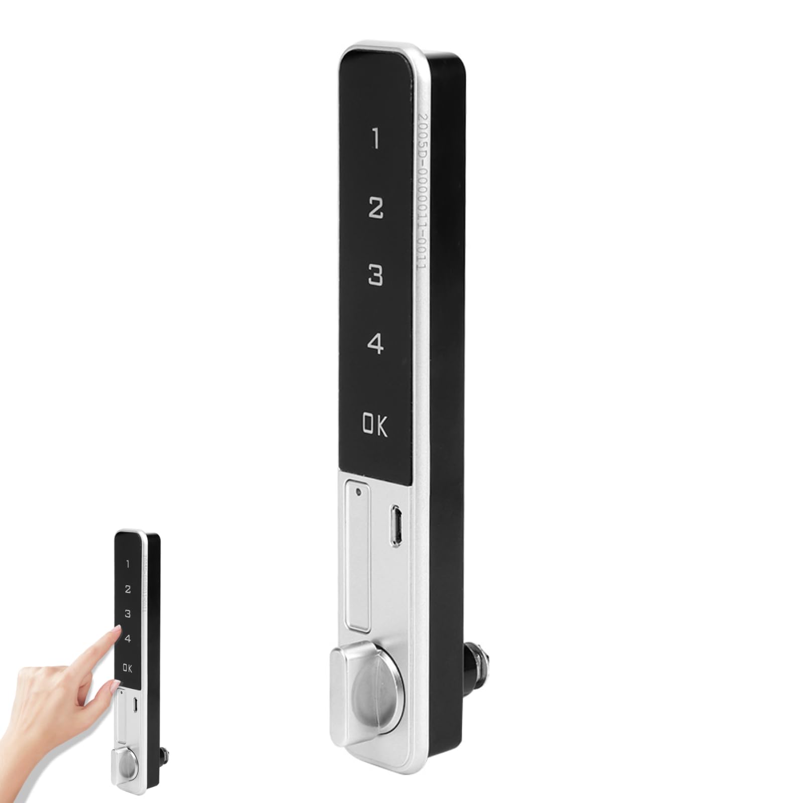 Electronic Password Cabinet Lock, Touchscreen Digital Lock with Flat Latch for Wardrobes & File Cabinets (Zinc Alloy)