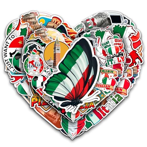 Image of Italy Travel Stickers 50 Pieces Vinyl Waterproof Decal for Laptop Water Bottle Phone Car Window Bike Motorcycle Stakeboard Scrapbook Italian Sticker Gifts