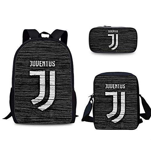 BFZHYMX Mochilas Escolares Juventus para fanático de la Pelota Set de Bolsas de Libros