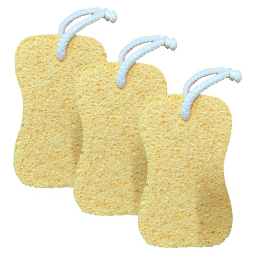 Esponja de Cocina Natural - Juego de 3 depuradores de lavavajillas | Pulpa de Madera y Altavoces de algodón | Pack Smudge Remover Sponge Pack Cocina, el baño y el Lavado de Autos