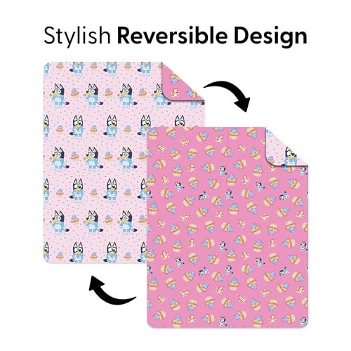 Image of Northwest Bluey Cupcake Stars Quilted Reversible Throw Blanket - Official BlueyThrow Blanket, for Any Kid - Bed, Couch, or Playroom, 60 x 80 Inches
