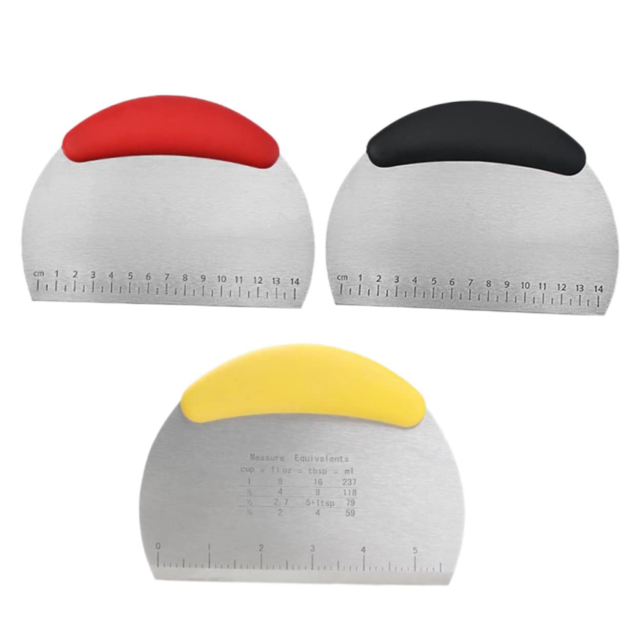 Mikinona 3pcs Stainless Steel Scrapers with Scale Versatile Kitchen Tools for Cutting Cakes and Pizza and