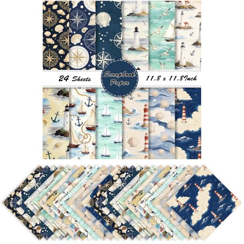 Papier scrapbooking nautique 30x30 cm de 160g pour création d'albums et carterie