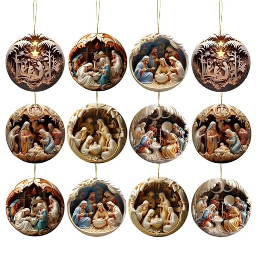 Weihnachtsbaum Deko Holz, 12 Stück Kleine Weihnachtsanhänger,...