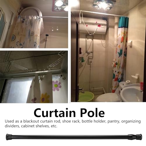 Extendable Curtain Rod, Black Telescopic Tension Pole - Image 2