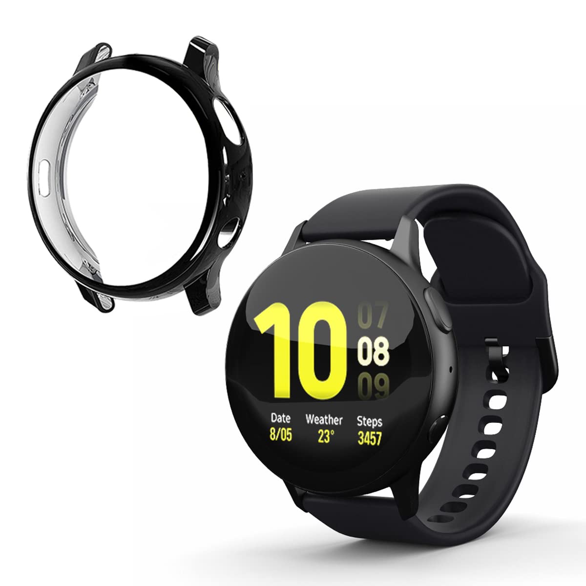 YellowCult Engineered Soft TPU Cover Case Compatible with Galaxy Watch Active 2 44mm Smart Watch (Body & Glass Protection|Flexible|Silicone|Moon Black) - Case Only (B0BJ4C245N) Amazon Price History, Amazon Price Tracker