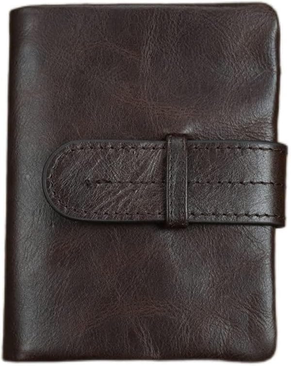 Retro Genuine Leather Bifold Wallet for Men RFID Blocking Classic Slim Design Card Holder (Coffee,Short)