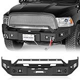 Hooke Road 09-12 Ram Front Bumper for 2009 2010 2011 2012 Dodge Ram 1500, Offroad Rock Crawler Bumper with Winch Plate, Bull Bar Guard, License Plate Mount