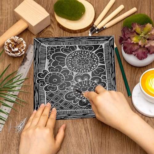 Image of Yeaqee 2 Pcs 6 x 6 Inch Linoleum Block for Printmaking Rubber Carving Block Soft Linocut Blocks Large Linoleum Sheet Lino Plates for Engraving Art Project Artist Studio Supplies DIY Crafts, Gray