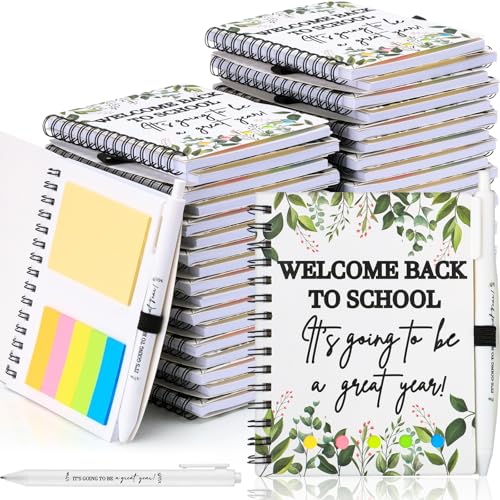 Dunzoom 50 Sets Back to School Gifts Bulk for Students Teachers 2026 Welcome Back to School Teachers Gifts Spiral Notebooks with Ballpoint Pens Set for Classroom Office Supplies (Plastic)